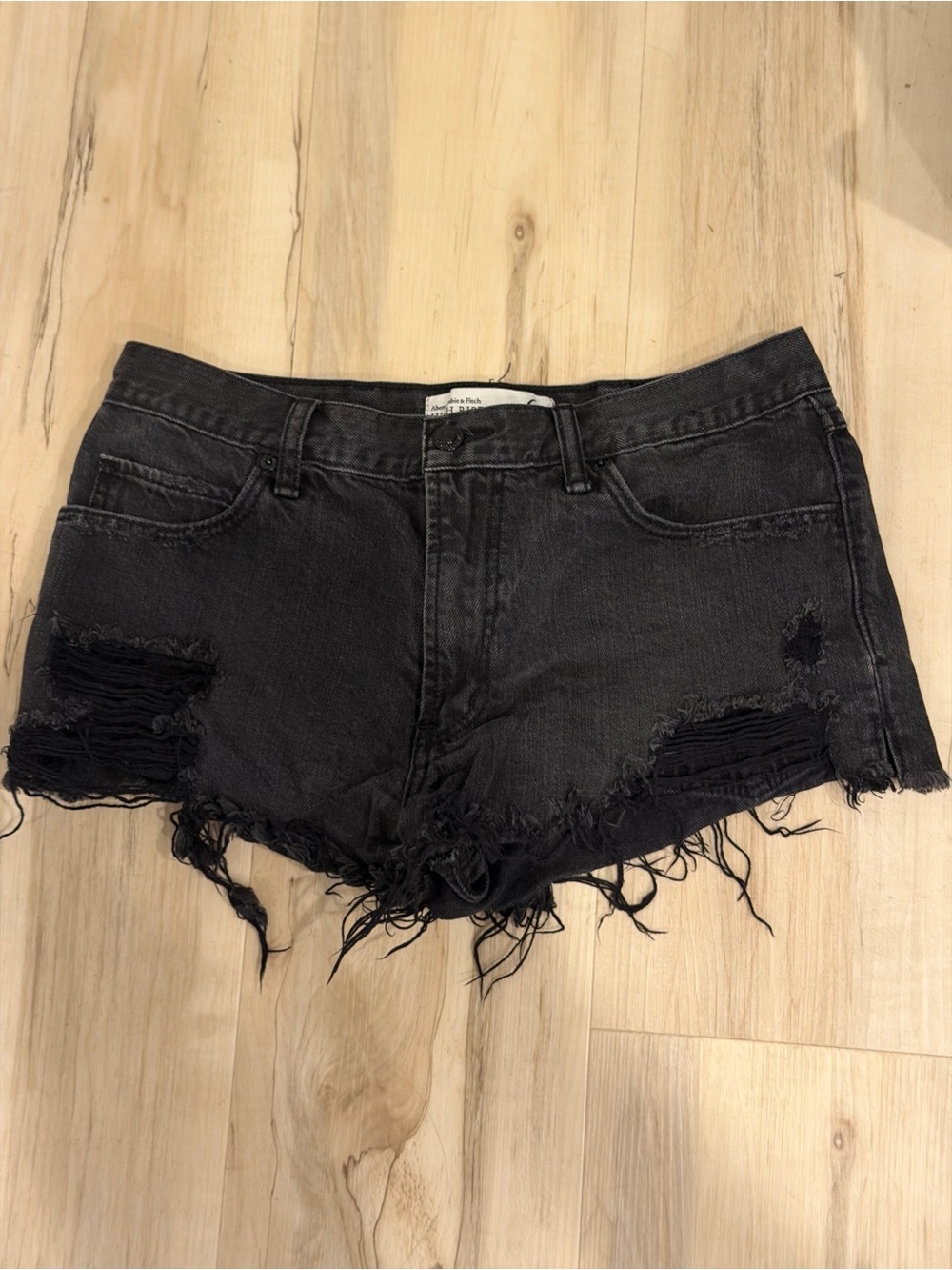 Abercrombie & Fitch Black Distressed Cutoff Jean Shorts